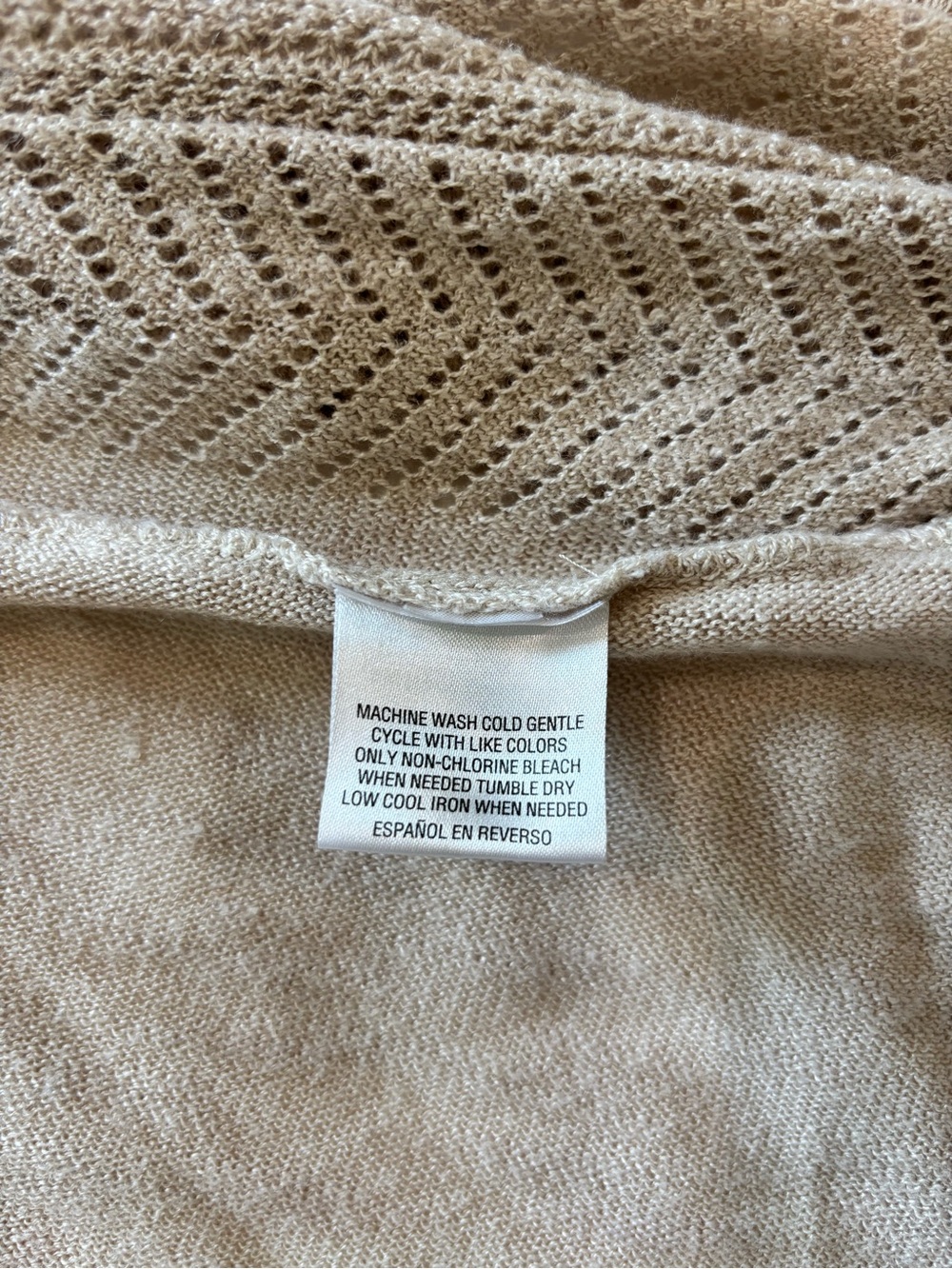 Charter Club Sz S Cream Pointelle Knit Cardigan Cotton Delicate 3/4 Sleeve - Picture 8 of 11